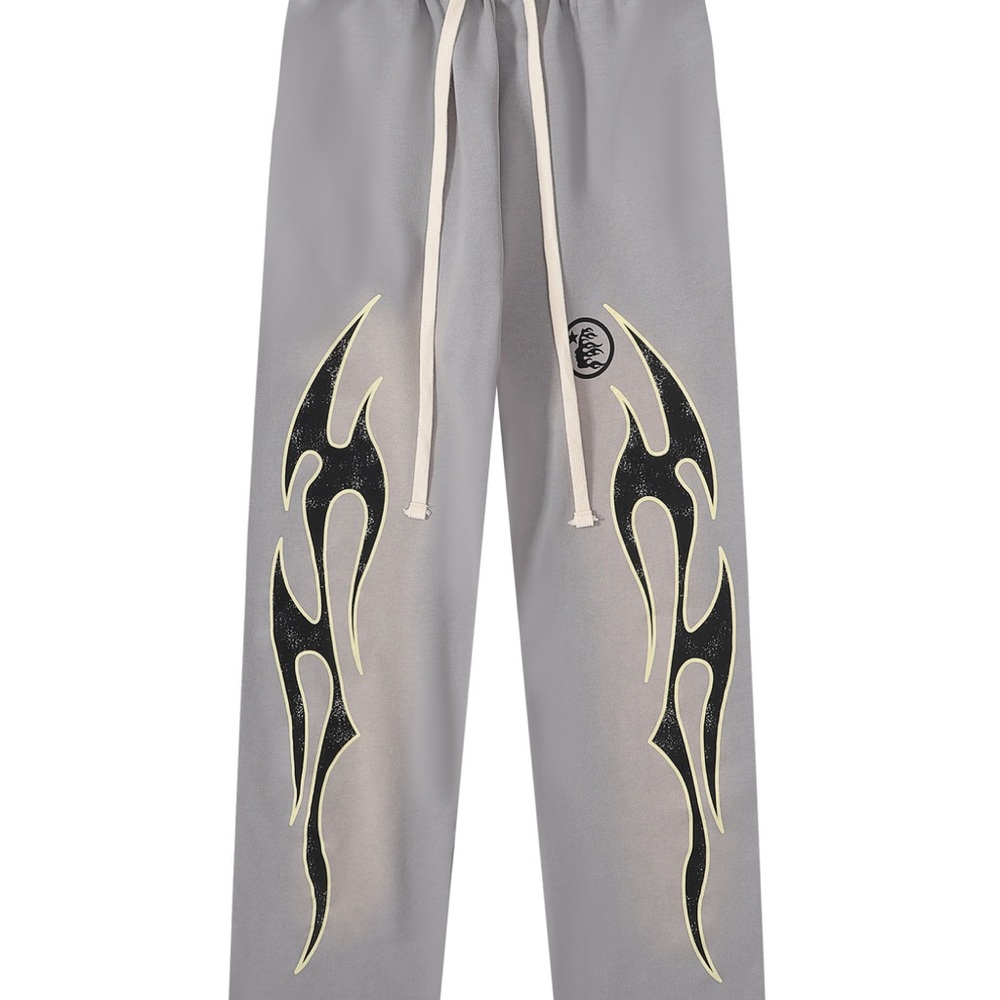 Gray Sweatpants with Flame Design